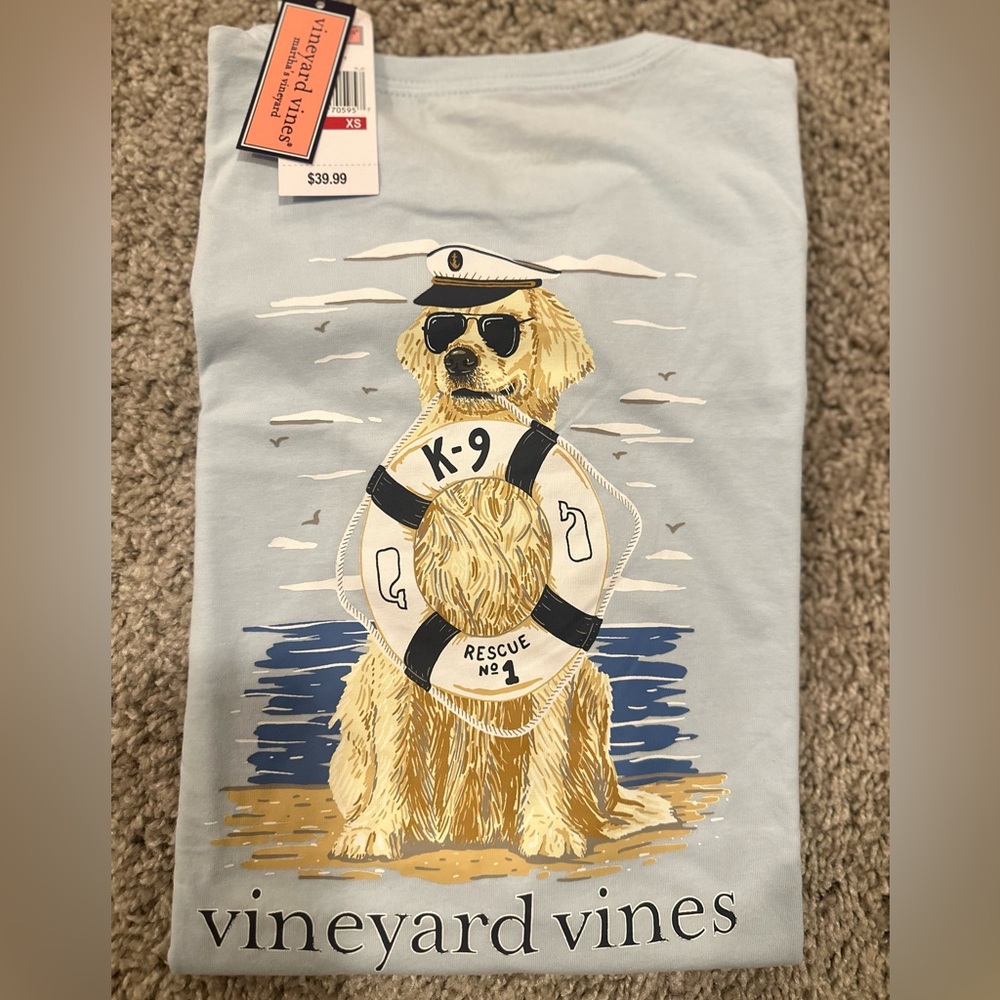 New Vineyard Vines Women’s long sleeve Tee Golden Retriever Dog TShirt Size XS